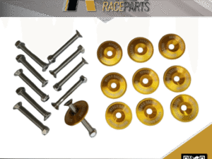 10 x Kenco Seat / Bumper Bolts | Countersunk, M8 x 60mm Long, 40mm OD Countersunk Washers / Nuts, Aluminum / Steel, Gold, FREE POST*