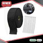 Kenco Exhaust Wrap Heat Proof | Black 2' 50mm x 15m | Inc 10 x S/S Ties FREE POST*